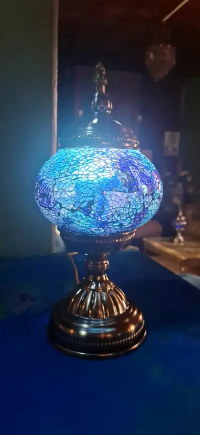 Lámpara turca de mesa azul mosaico - miniatura 4