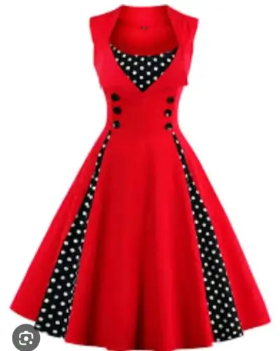 Vestido rojo vintage con lunares negros - miniatura 1