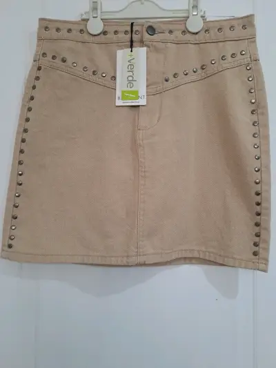 Falda beige con tachas Basement - miniatura 1