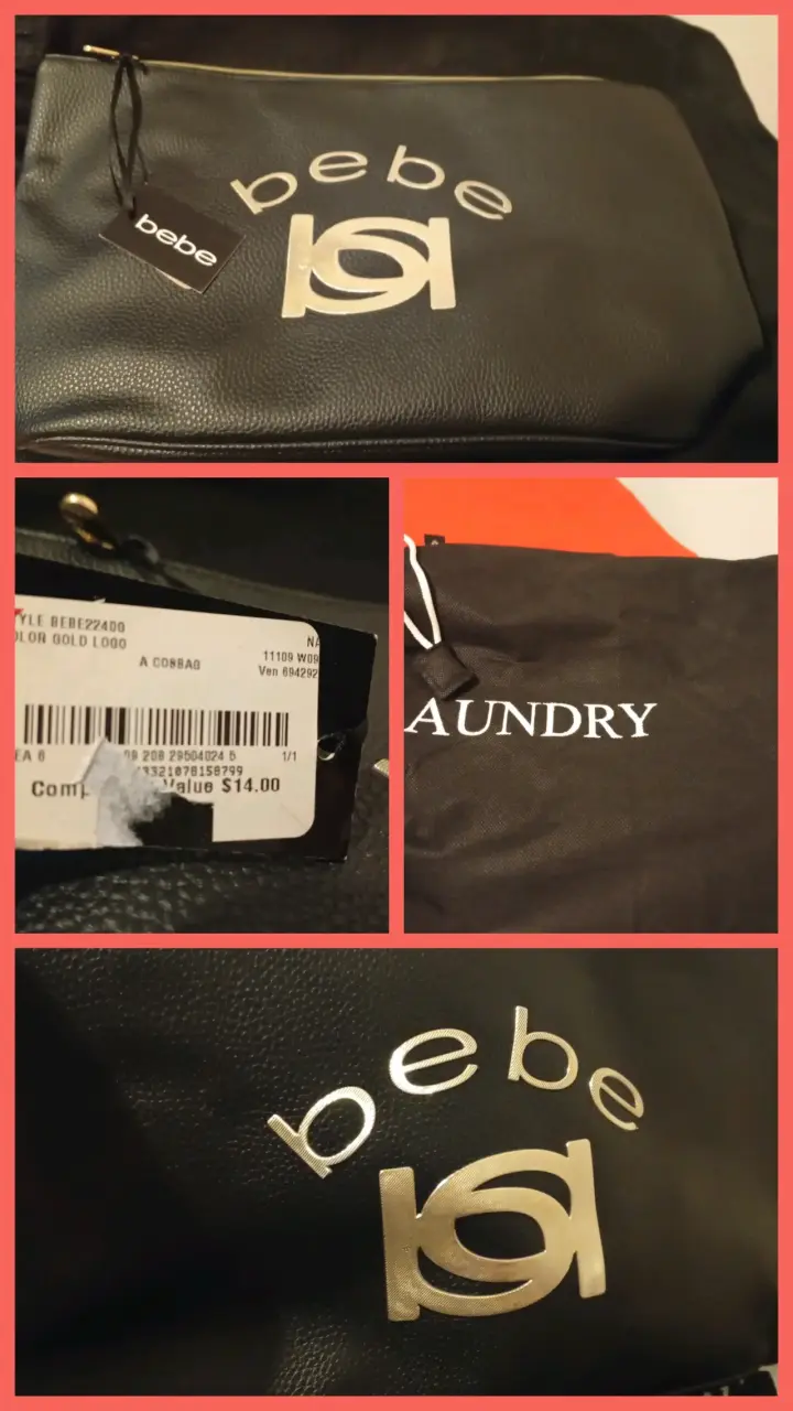 Bolso negro Bebe con logo dorado