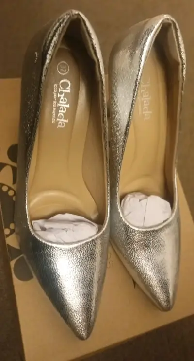 Zapatos de Tacón Plateados Chaladá Talla 37 - miniatura 1