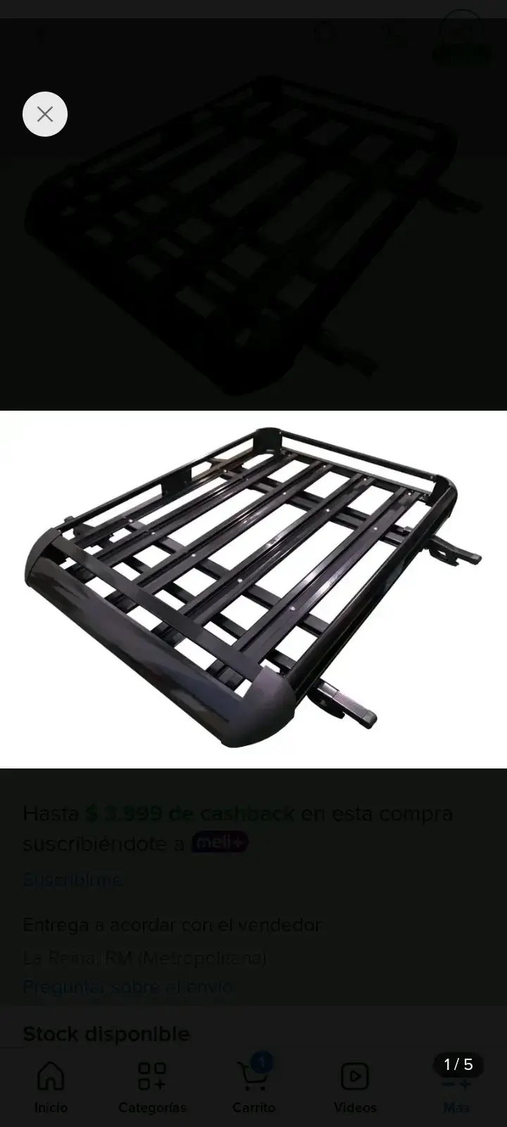 Parrilla de Techo para Auto Negra 140x100 cm - 5