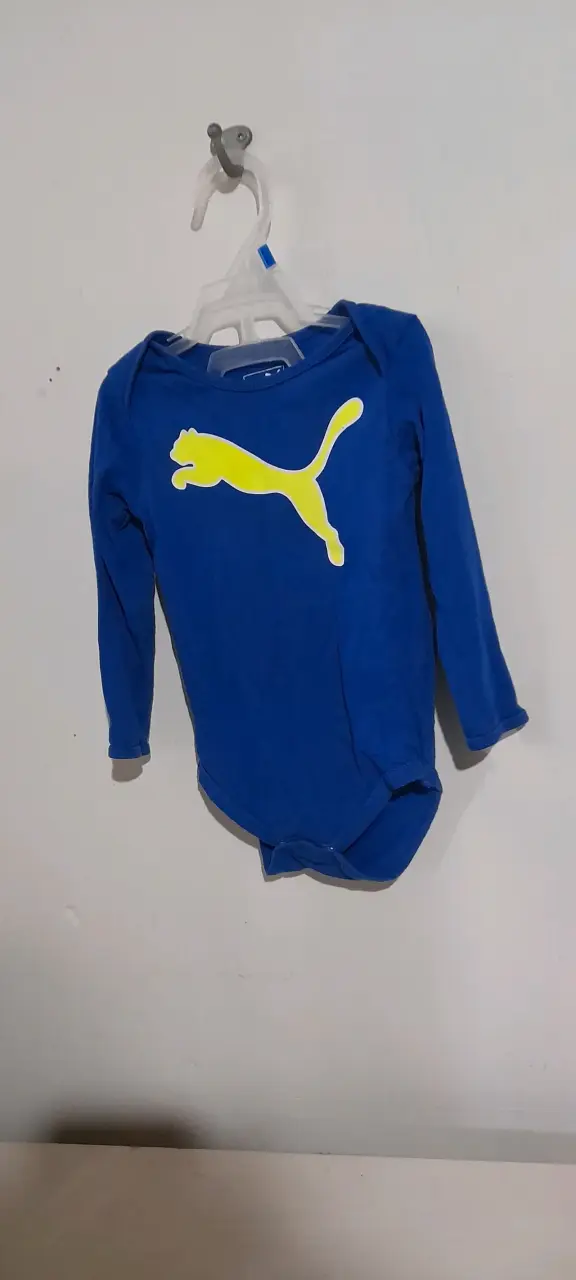 Body de bebé azul con logo amarillo - 1