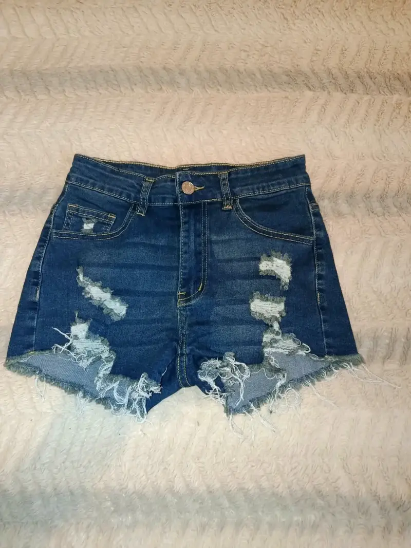 Shorts de mezclilla desgastados Shein para mujer - 2