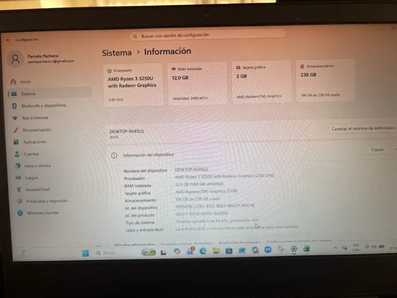 Laptop Lenovo AMD Ryzen 3 12GB RAM - 3