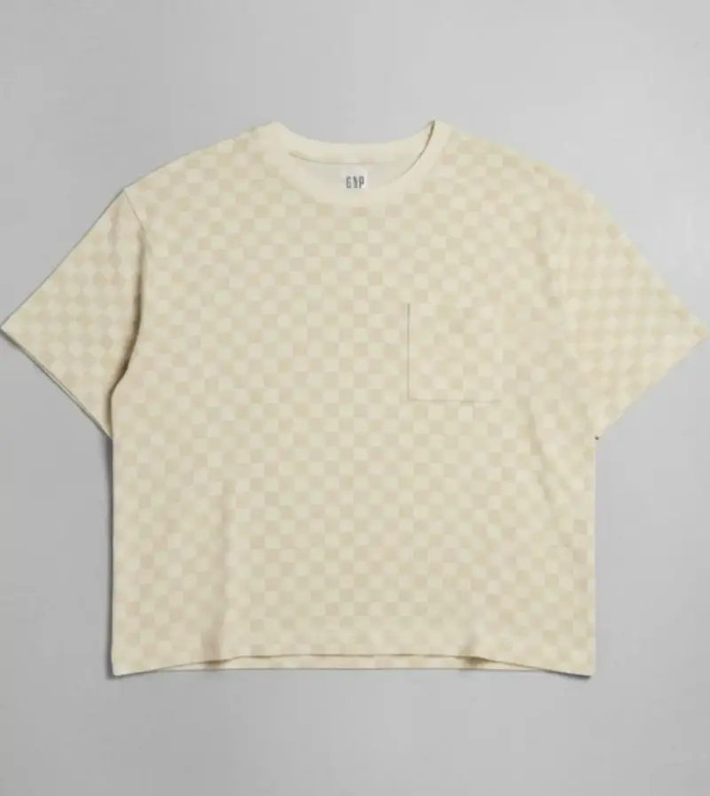 Polera beige a cuadros GAP para mujer - 1