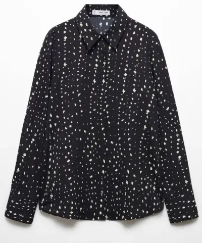 Blusa negra con estampado de puntos blancos - miniatura 1