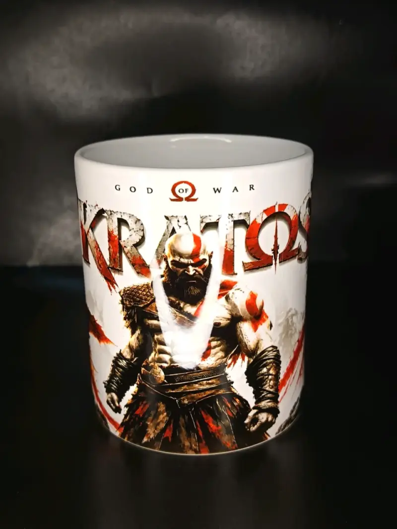 Taza de cerámica God of War Kratos con porta taza - 1