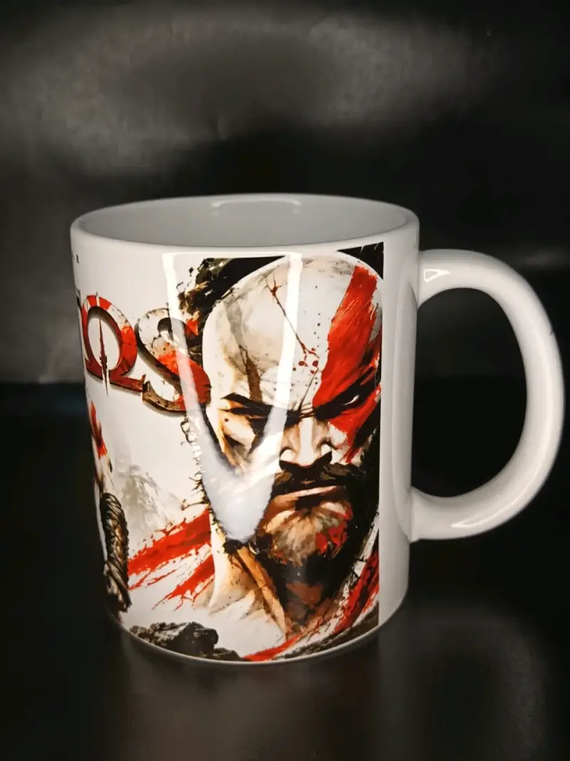 Taza de cerámica God of War Kratos con porta taza - 2