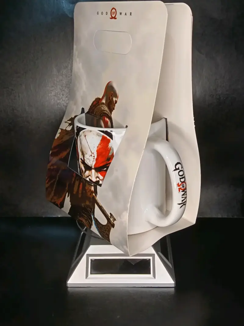 Taza de cerámica God of War Kratos con porta taza - 5