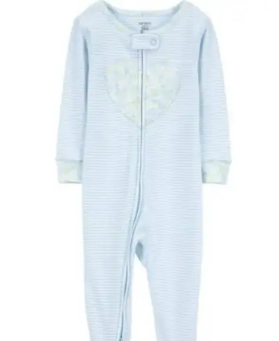 Pijama de bebé Carter's azul con corazón - miniatura 1