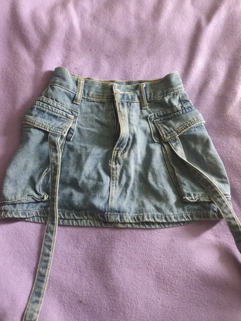 Falda de mezclilla azul cargo talla XXS - 2