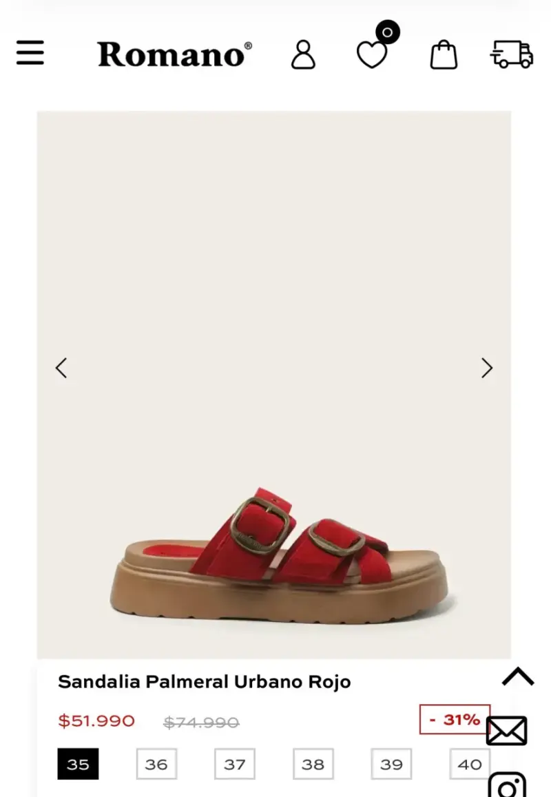 Sandalias rojas de cuero Romano talla 37 - 2