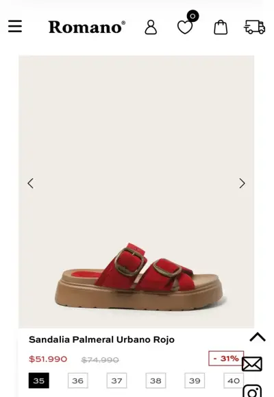 Sandalias rojas de cuero Romano talla 37 - miniatura 2
