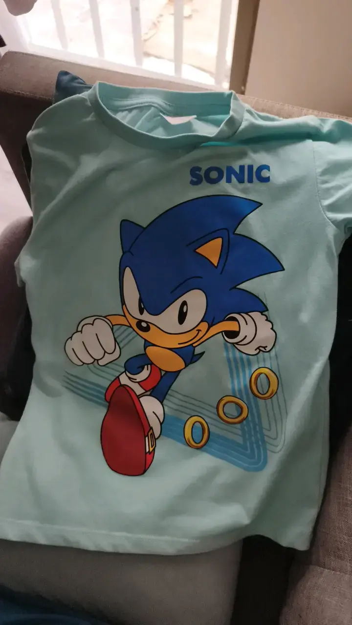 Polera infantil Sonic color celeste t.6