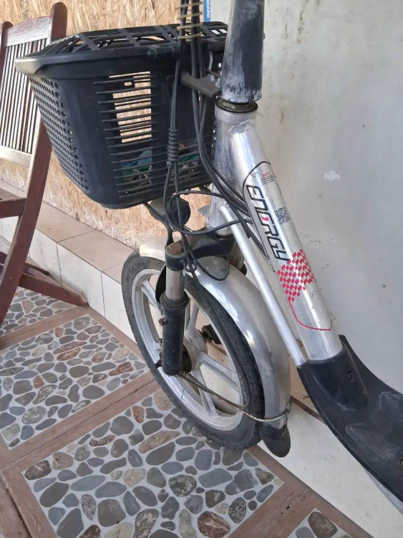 Bicicleta eléctrica con canasto y espejos retrovisores - 3