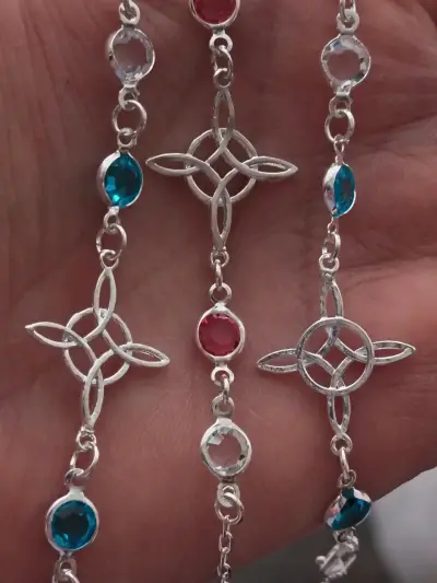 Pulsera de plata con piedras de colores - miniatura 1