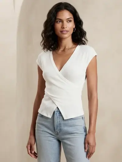 Polera cruzada blanca para mujer talla S - miniatura 1