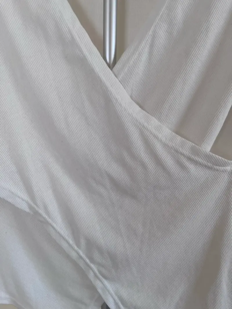 Polera cruzada blanca para mujer talla S - 3