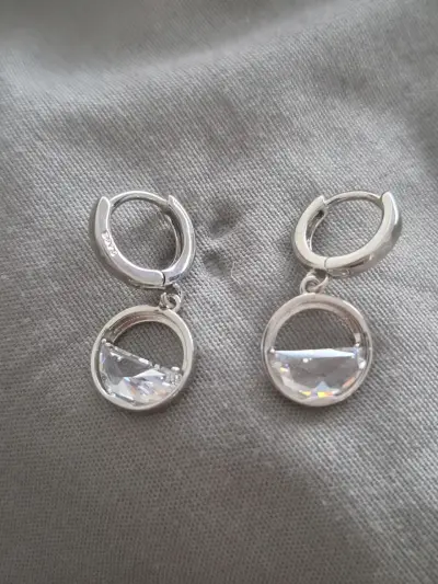 Aros de plata con cristal (plata 925) - miniatura 1