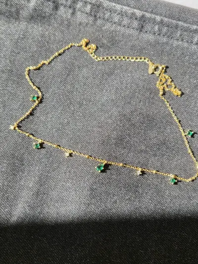 Collar plata 925 color dorado con esmeraldas - miniatura 2