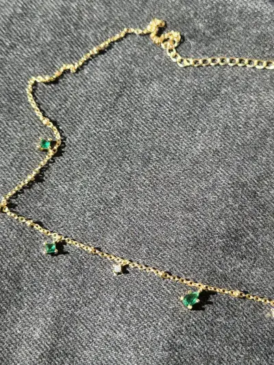 Collar plata 925 color dorado con esmeraldas - miniatura 3