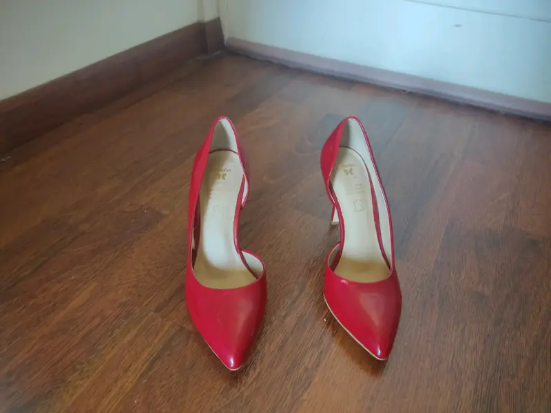 Zapatos de tacón alto rojos de cuero para mujer - 4