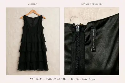 Vestido de fiesta negro Naf Naf talla 36 - miniatura 1