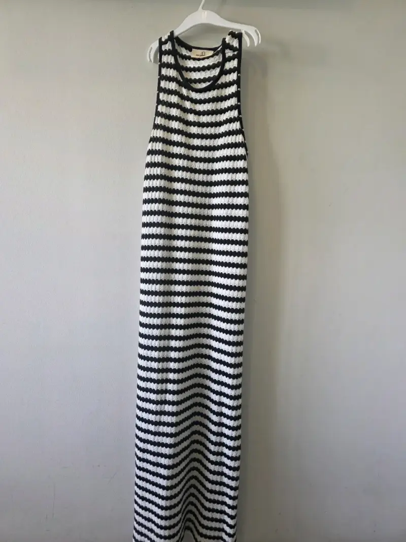 Vestido largo a rayas blanco y negro Americano - 1