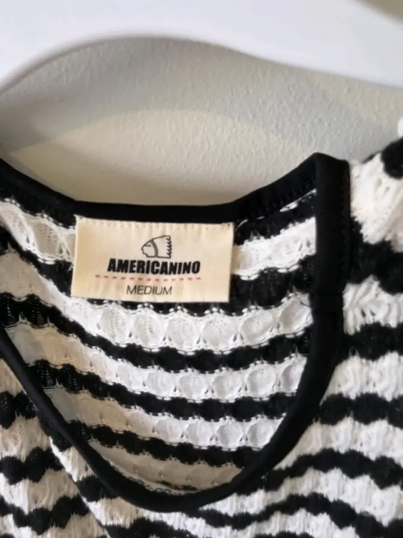 Vestido largo a rayas blanco y negro Americano - 2