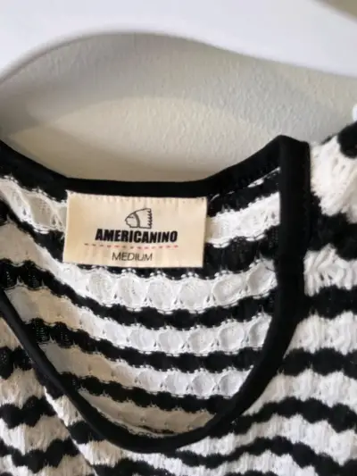 Vestido largo a rayas blanco y negro Americano - miniatura 2