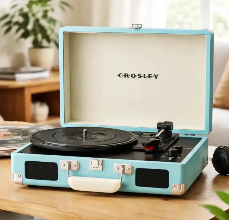 Tocadiscos portátil Crosley azul retro - 2