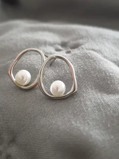 Aros de plata 925 con perlas - miniatura 2