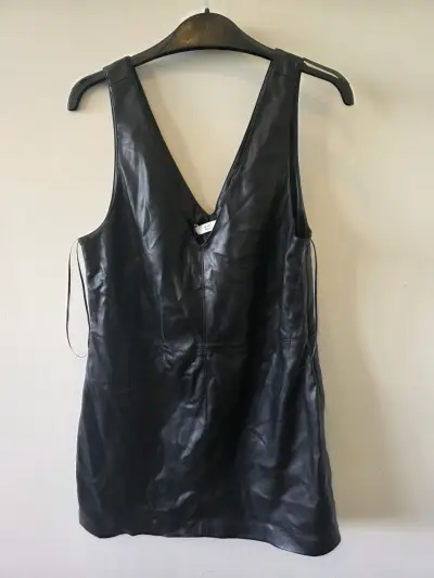 Vestido de cuero negro Alaniz sin mangas - miniatura 1