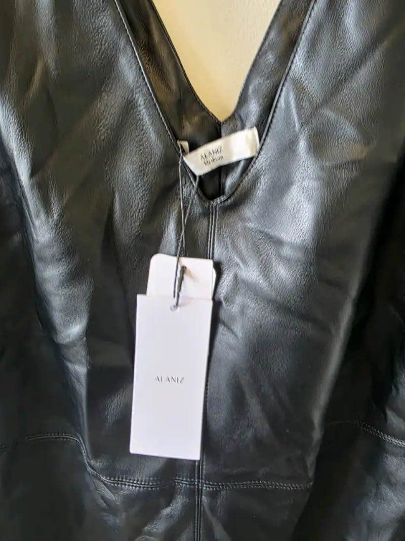 Vestido de cuero negro Alaniz sin mangas - 2