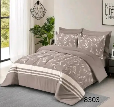Juego de Cama Estampado Floral Beige - miniatura 1