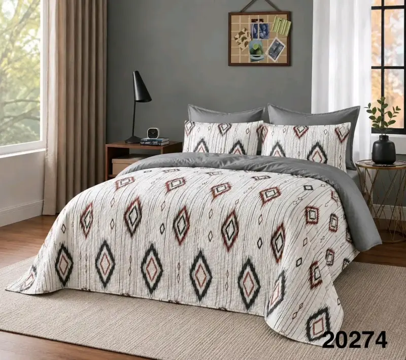 Juego de Cama Estampado Floral Beige - 3