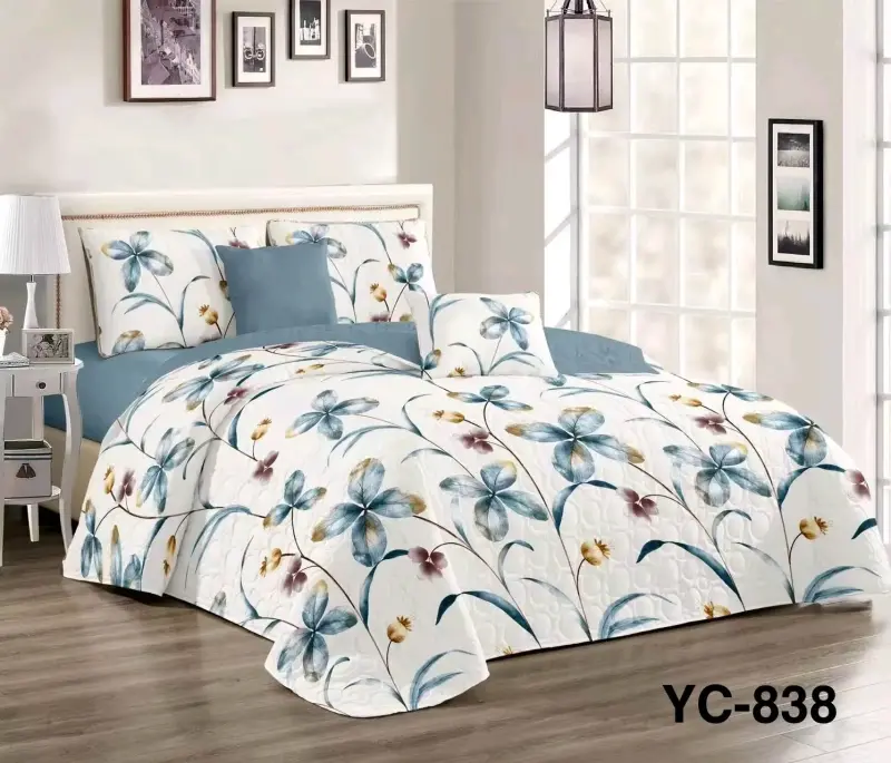 Juego de Cama Estampado Floral Beige - 4