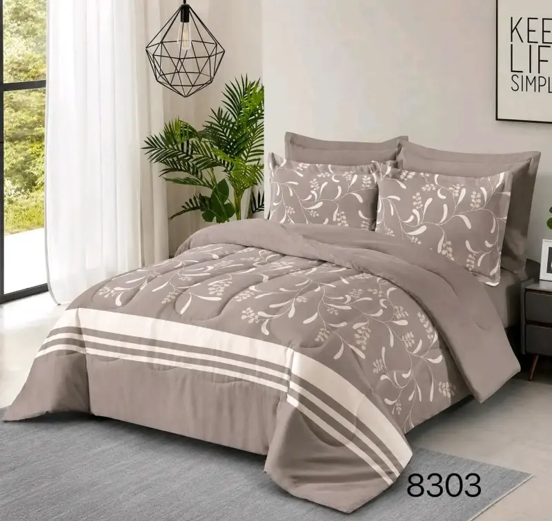 Juego de Cama Estampado Floral Beige - 1