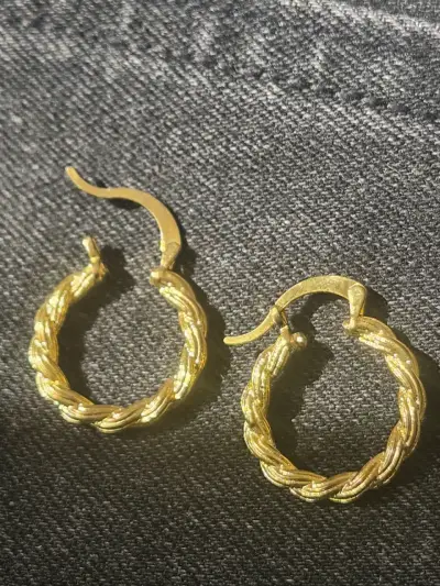 Aros de plata 925, color dorado estilo trenzado - miniatura 1