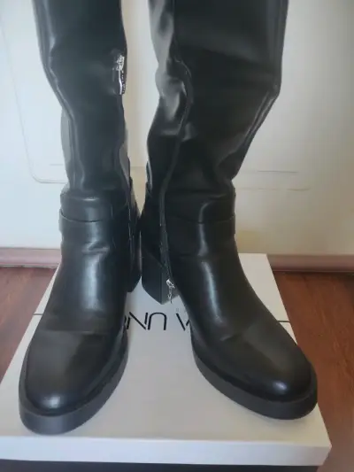 Botas de cuero negras con tacón alto - miniatura 3