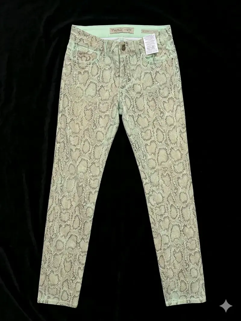 Jeans pitillo estampado animal print de cuero - 1