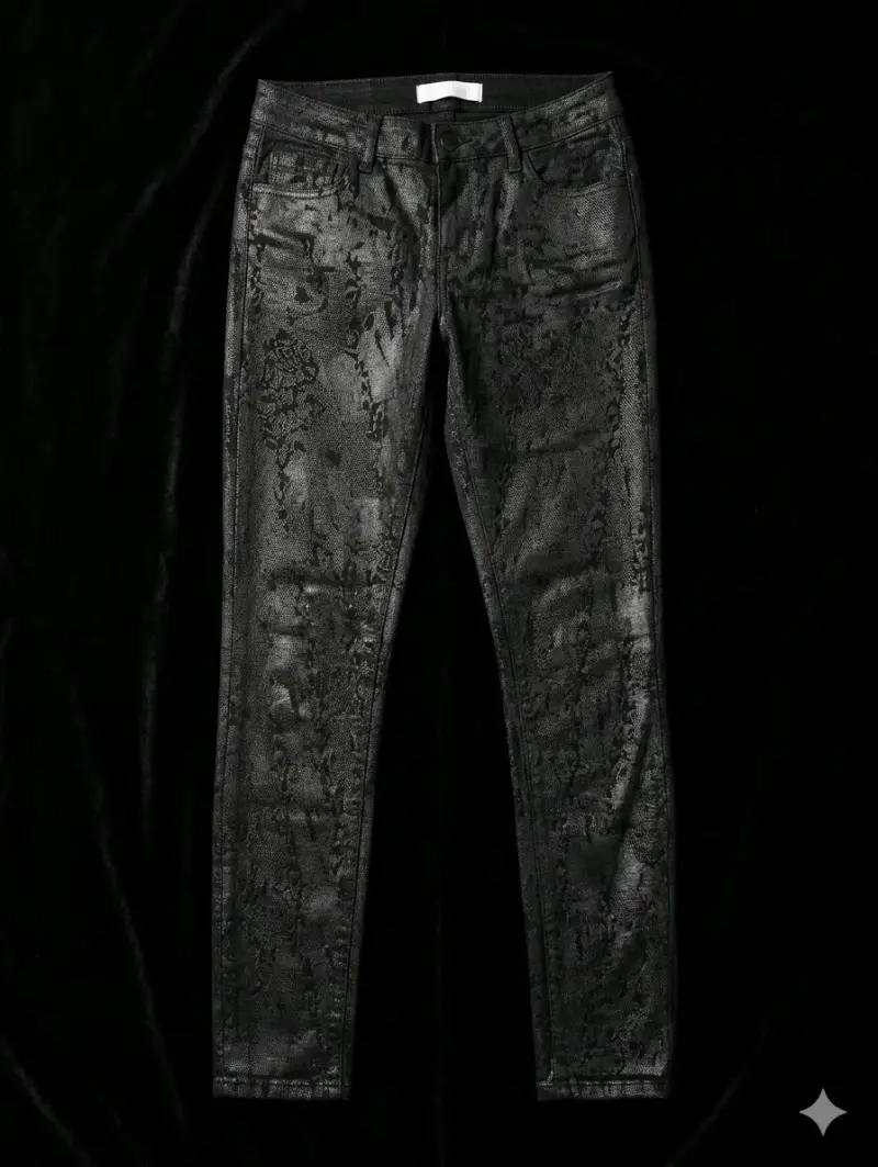 Jeans pitillo estampado animal print de cuero - 2