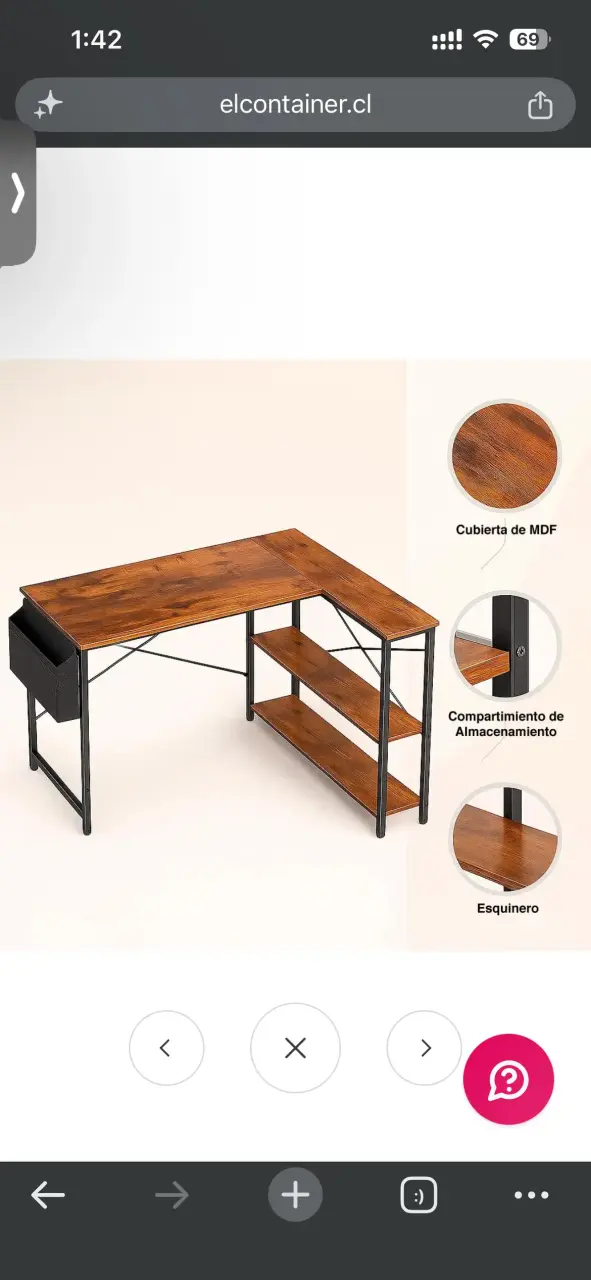 Escritorio esquinero de MDF con estantes - 1