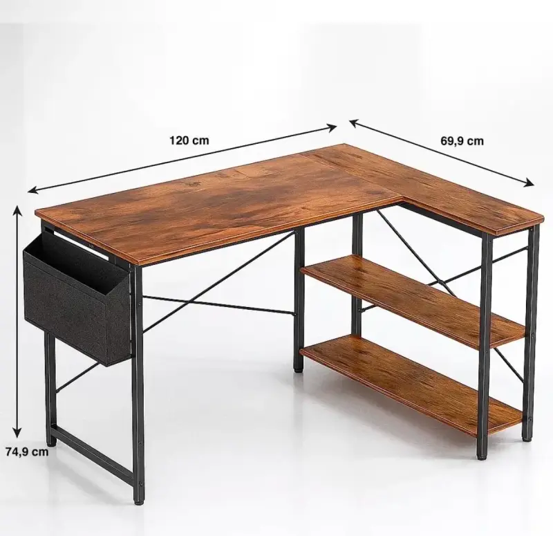 Escritorio esquinero de MDF con estantes - 2