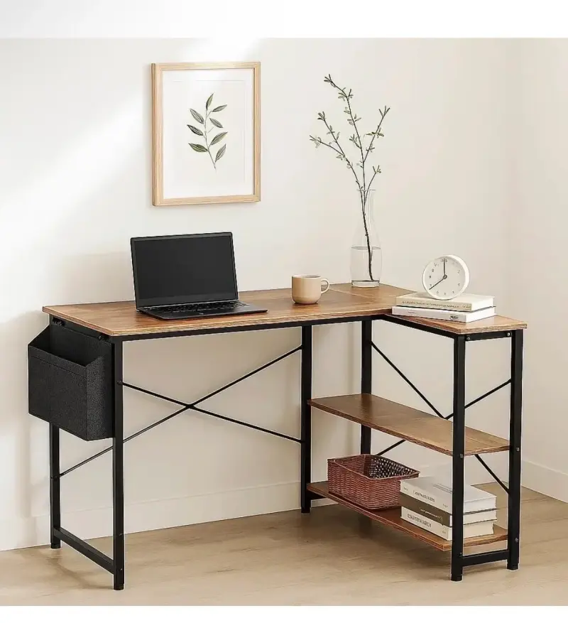 Escritorio esquinero de MDF con estantes - 3