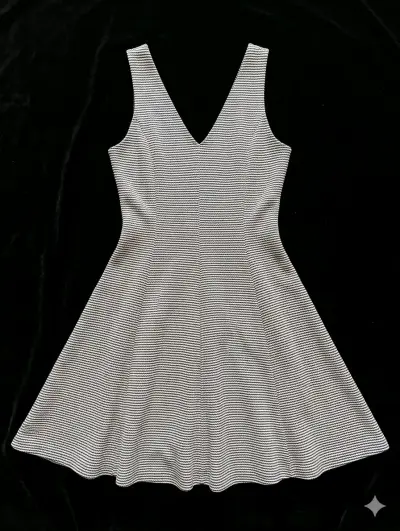 Vestido de rayas blanco y negro Marous - miniatura 1