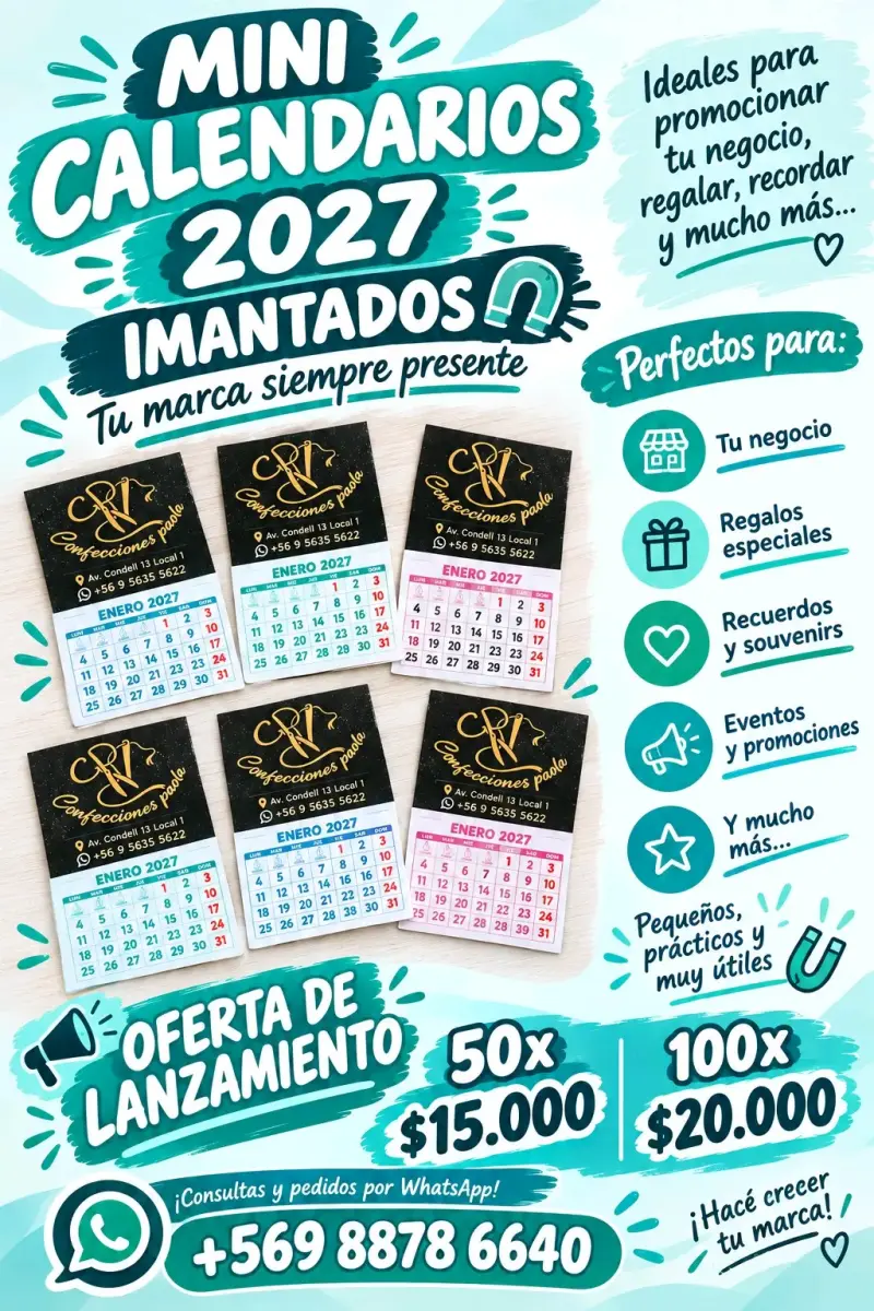 Mini calendarios 2027 imantados para promoción