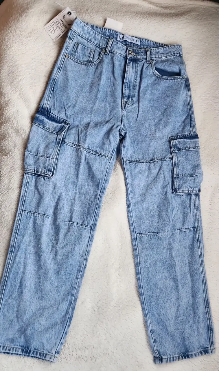 Jeans cargo azul claro Diavolo talla 44 - 2