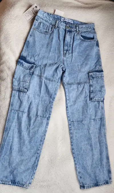 Jeans cargo azul claro Diavolo talla 44 - miniatura 2
